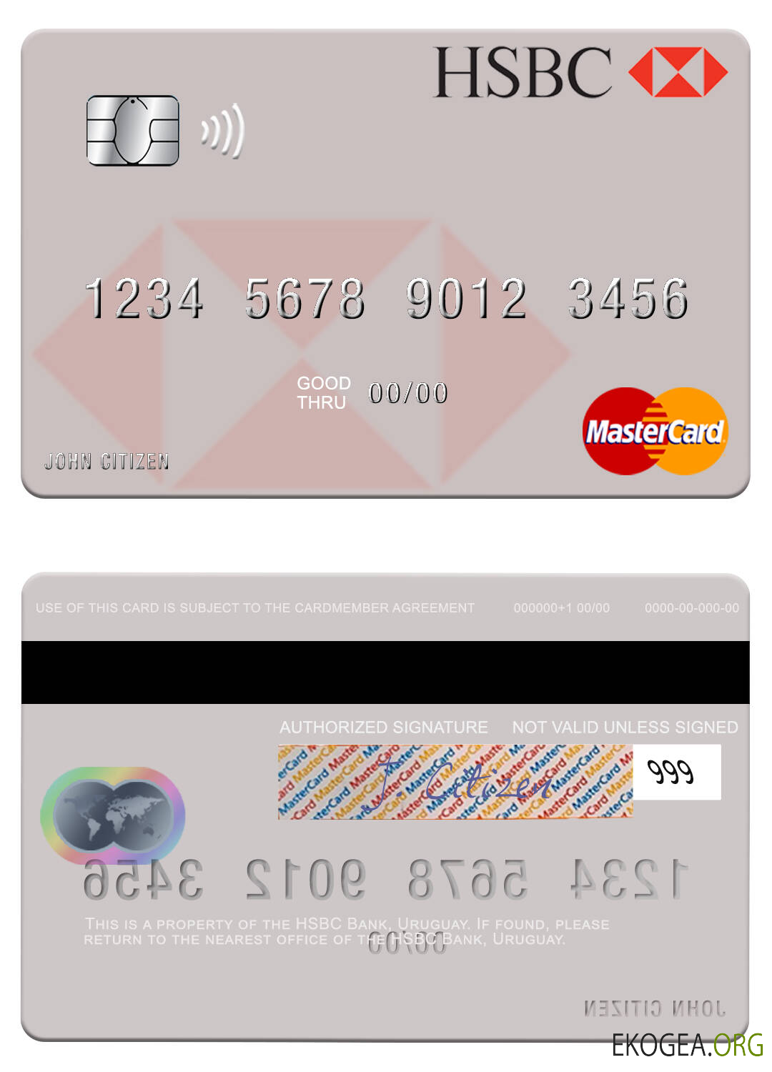 Carte Mastercard de la Banque HSBC d'Uruguay
